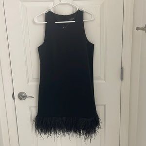 Jcrew black ostrich feathered dress NWT size XS